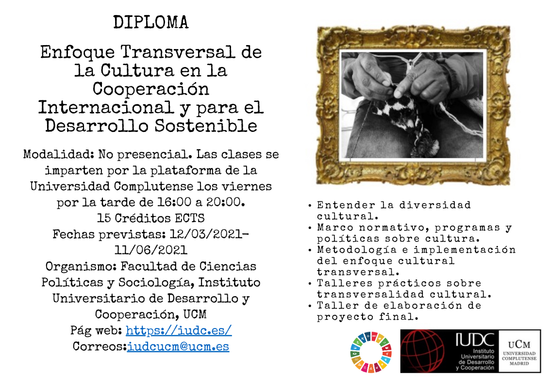 DIPLOMA – Enfoque Transversal de la Cultura en la Cooperación Internacional y para el Desarrollo Sostenible